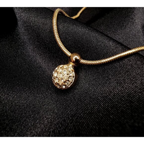 Vintage Christian Dior Gold-Tone Snake Chain Necklace With Crystal-Encrusted Pen - Picture 1 of 4